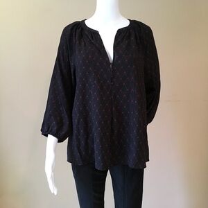 Joie print silk blouse balloon sleeve v neck